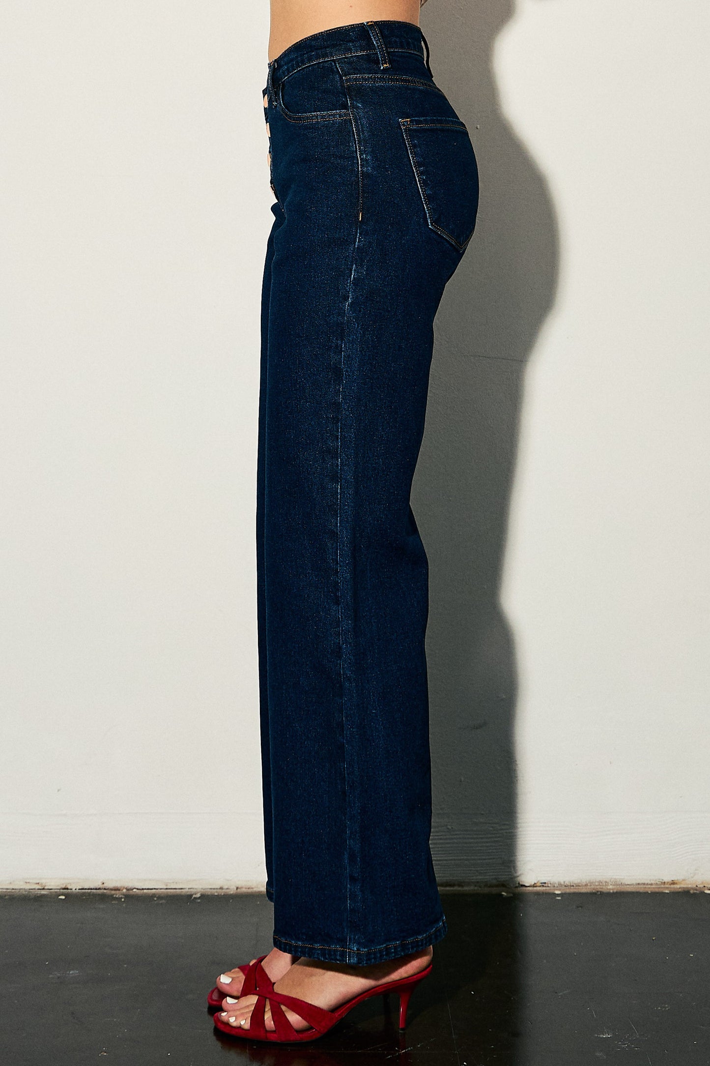 Cross Waist Wide Leg Jeans