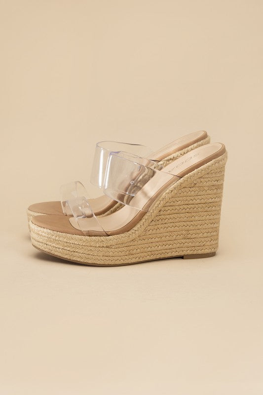 Clear Espadrille Wedges Platform Heels