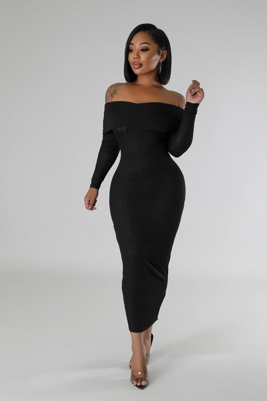 Strapless Off-Shoulder Long Sleeve Stretch Dress