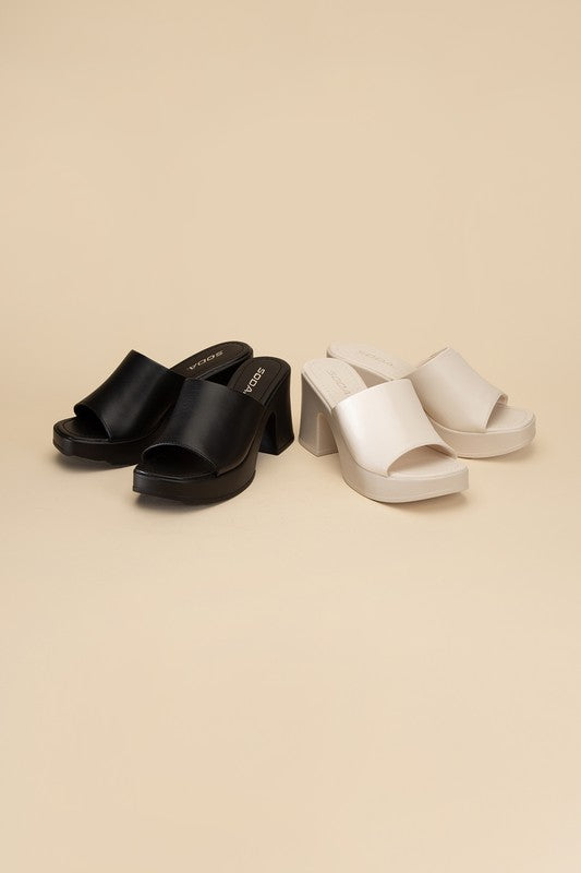 Typo Block Slide Mules Platform Heels