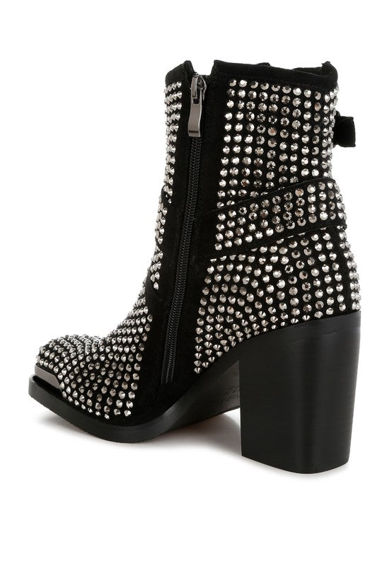 Babbon Studded Harness Detail Ankle Boots