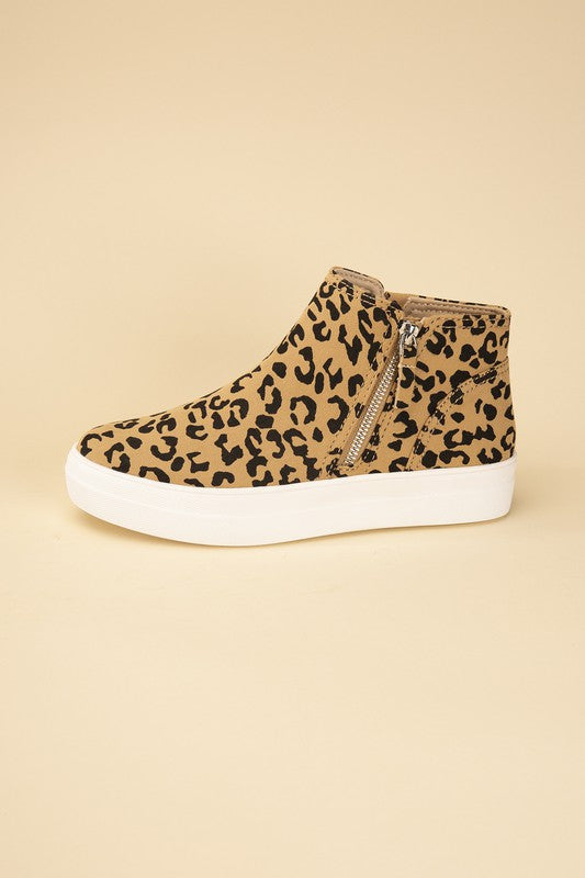 High Top Leopard Print Sneakers