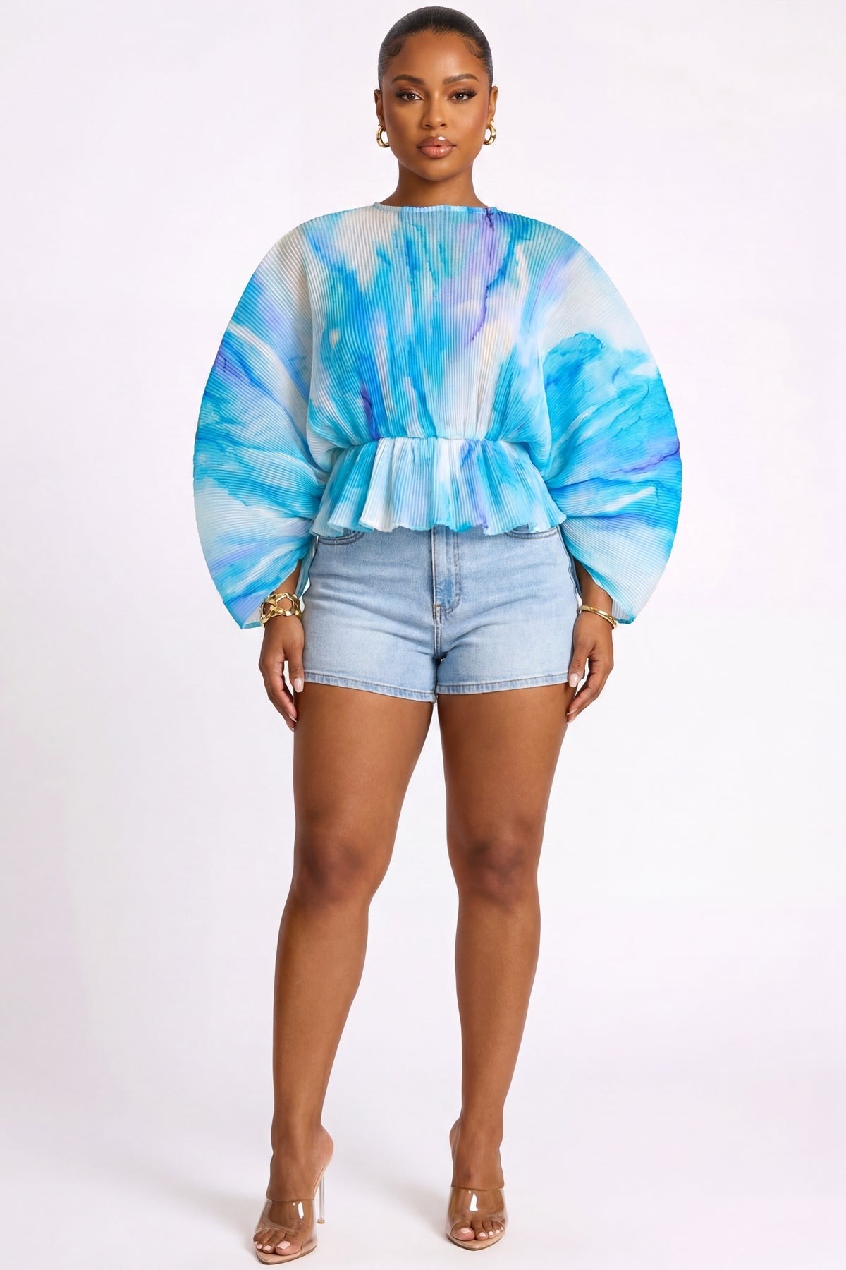 Plus Size Pleated Orbit Top