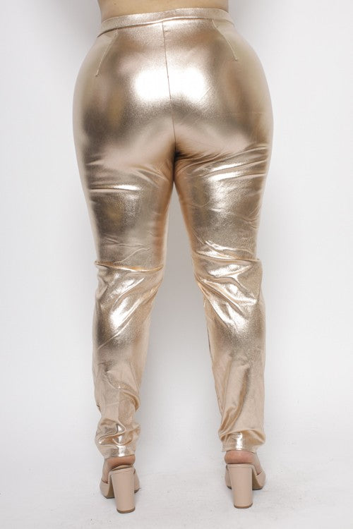 Plus size hotsell gold metallic leggings