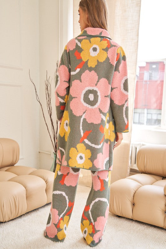 Flower Printed Casual Cozy Full Long Wide Pants