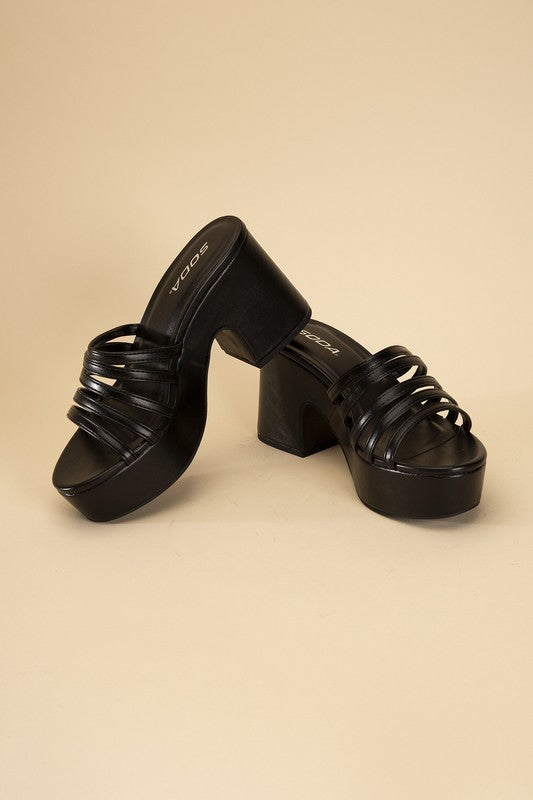 Block Heel Platform Mule Slides