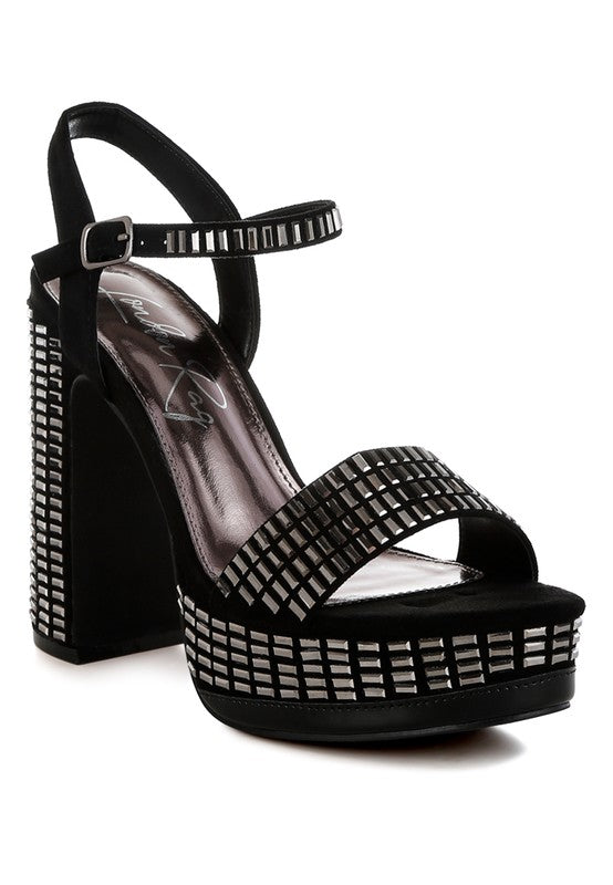 Starlet Rhinestones Embellished Ankle Strap Platform Heels