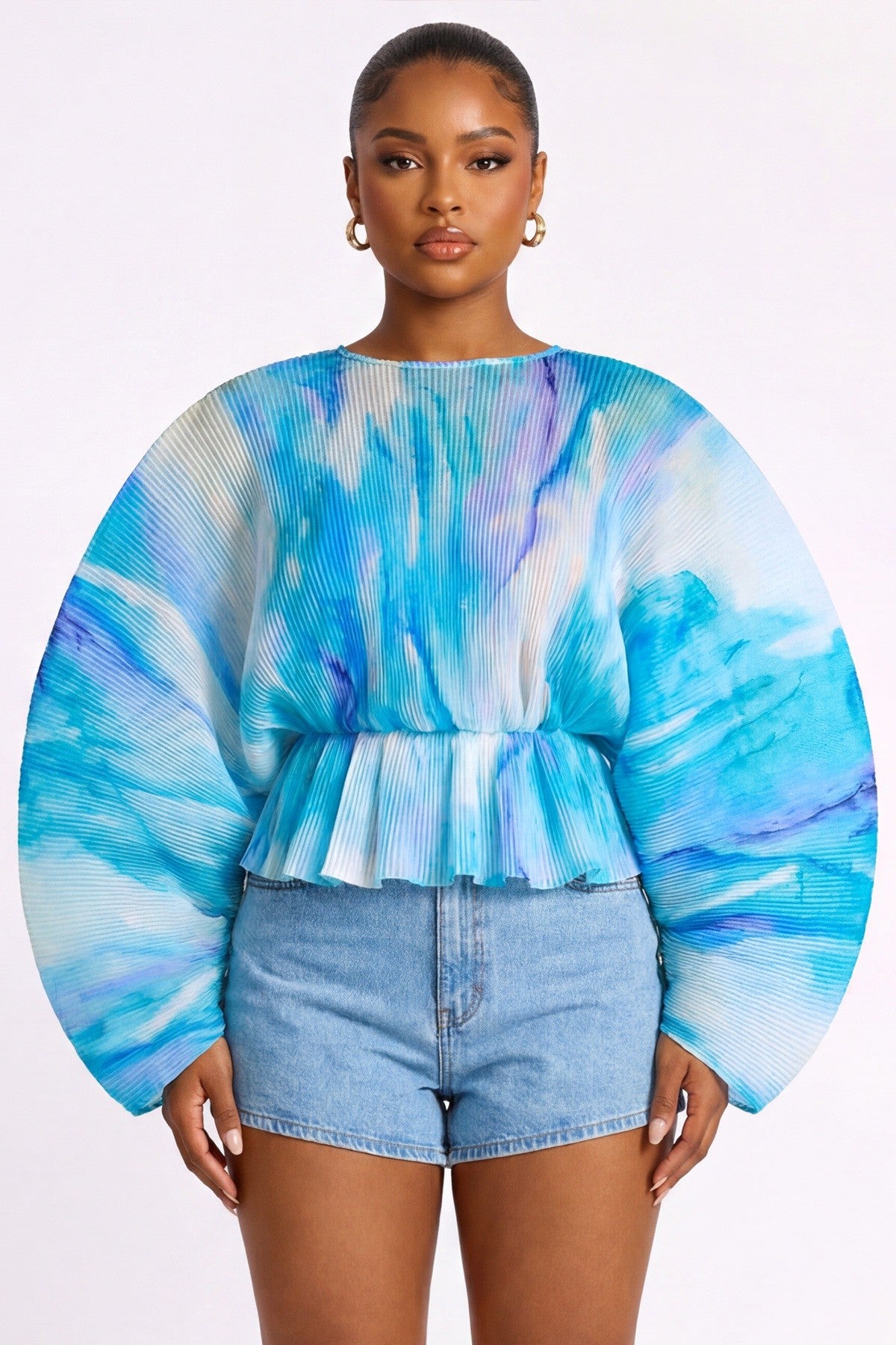 Plus Size Pleated Orbit Top