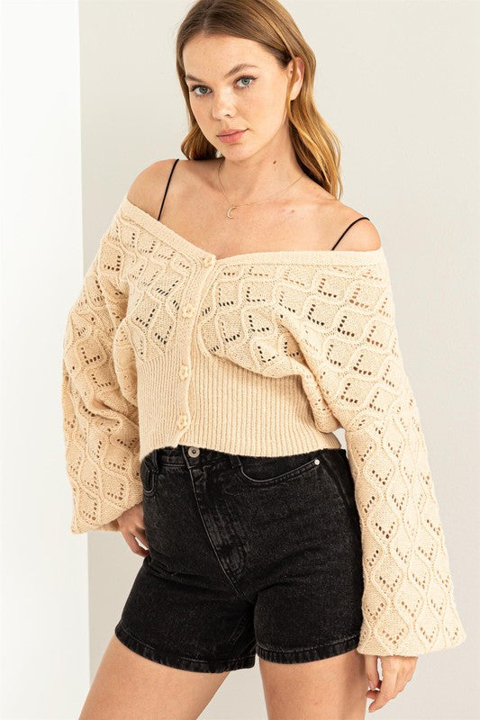 Women's Days Together Pointelle Sweater Cardigan