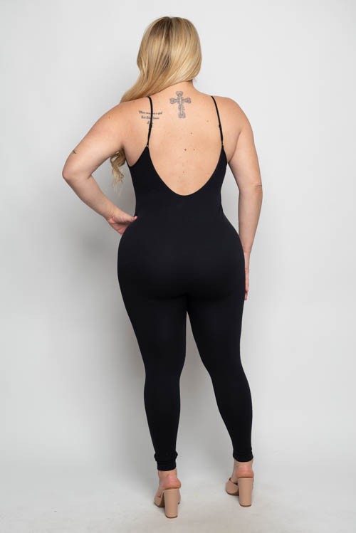 Plus Size Seamless Bodycon Low Back Cami Jumpsuit