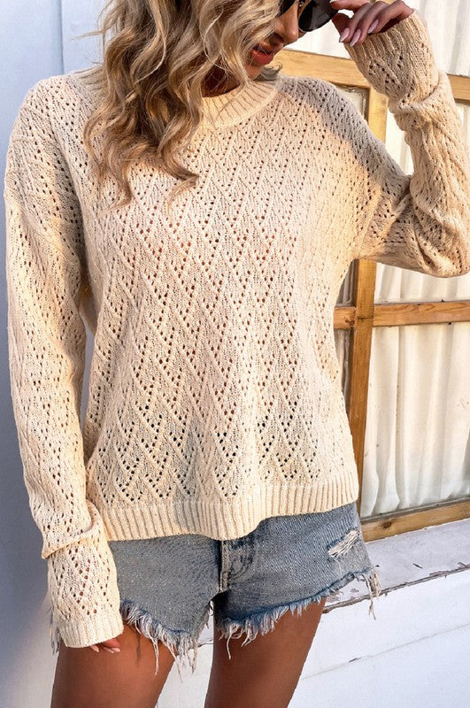 Women's Crochet Pullover Sweater