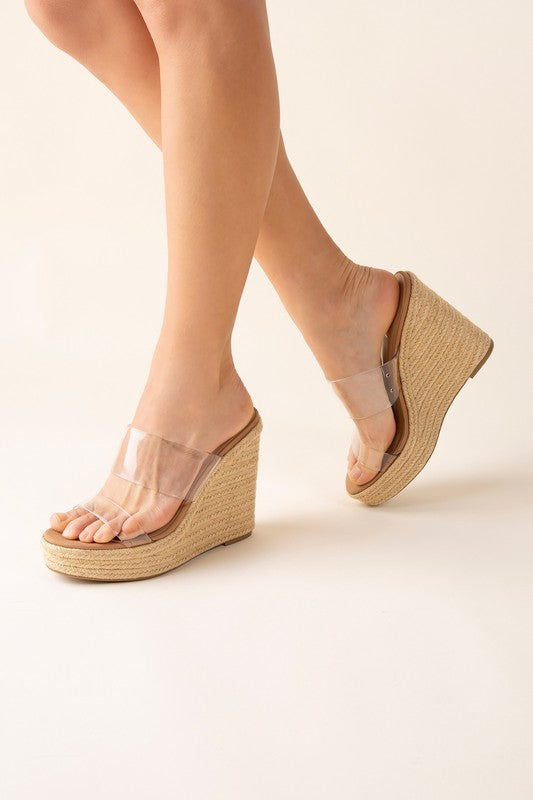 Clear Espadrille Wedges Platform Heels