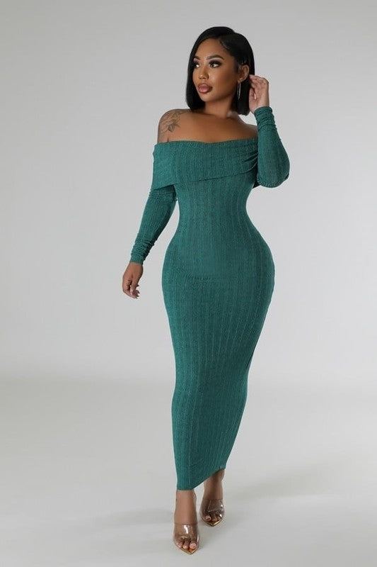 Strapless Off-Shoulder Long Sleeve Stretch Dress