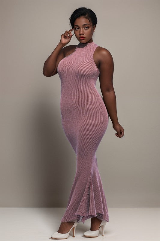 Plus Size Sleeveless Ribbed Mermaid Maxi Dress