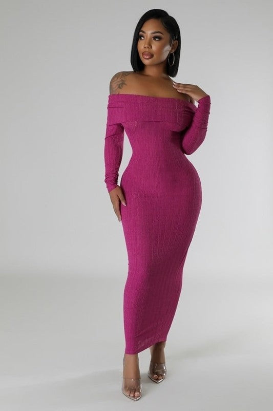 Strapless Off-Shoulder Long Sleeve Stretch Dress