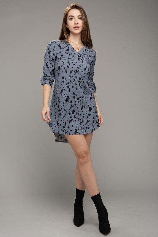 Women's Leopard Animal Print V Neck Dress