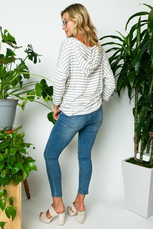 PLUS STRIPE HOODIE TOP