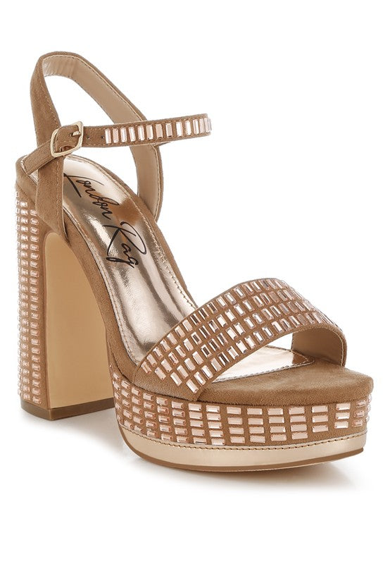 Starlet Rhinestones Embellished Ankle Strap Platform Heels