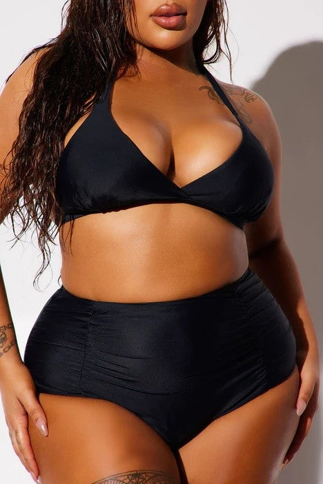 Plus Size Two Piece High Waist Front Swimsuit