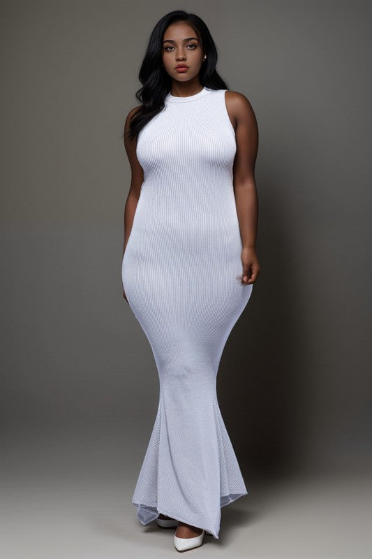 Plus Size Sleeveless Ribbed Mermaid Maxi Dress