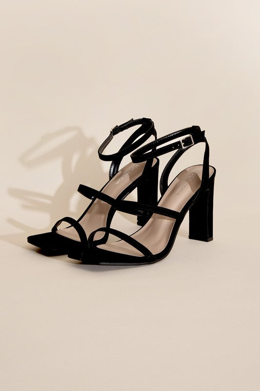 Ankle Strap Square Toe Heels