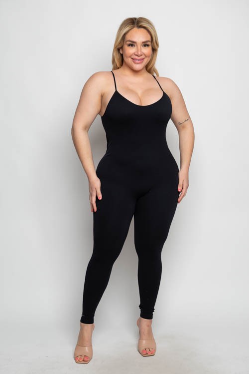 Plus Size Seamless Bodycon Low Back Cami Jumpsuit