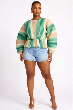 Plus Size Pleated Orbit Top
