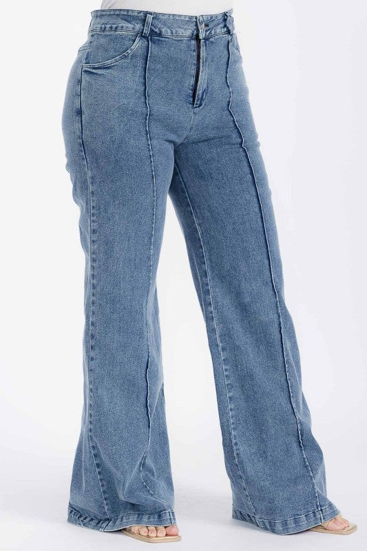 Plus Size Pintuck Denim Trouser Jeans