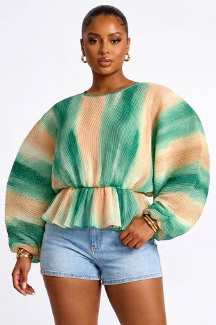 Plus Size Pleated Orbit Top