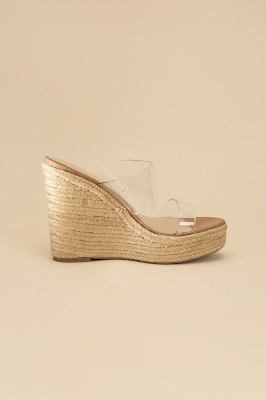 Clear Espadrille Wedges Platform Heels