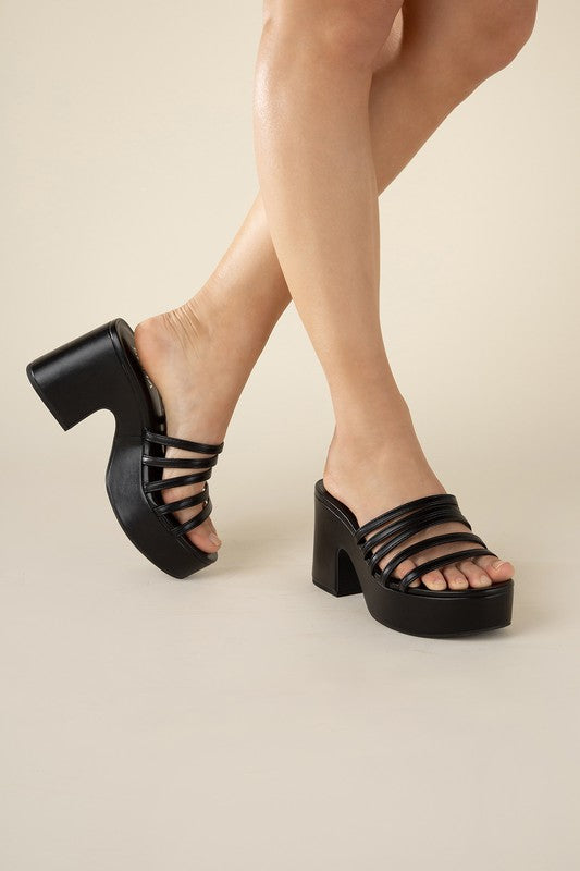 Block Heel Platform Mule Slides