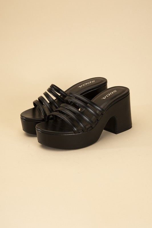 Block Heel Platform Mule Slides