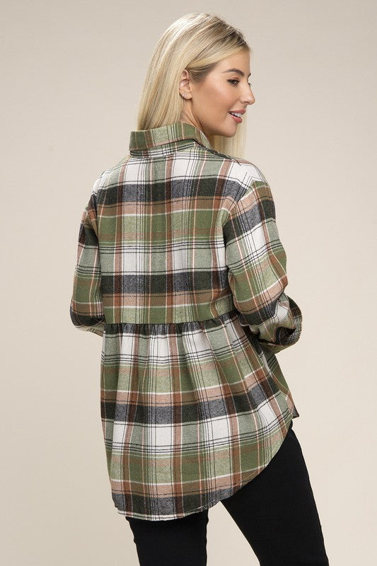 Women’s Checked Pocket Long Sleeve Shirt