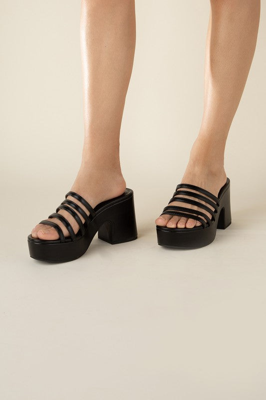 Block Heel Platform Mule Slides