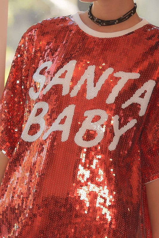 SANTA BABY Sequin Tunic Top