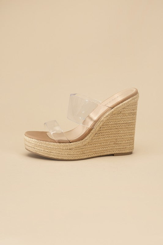 Clear Espadrille Wedges Platform Heels