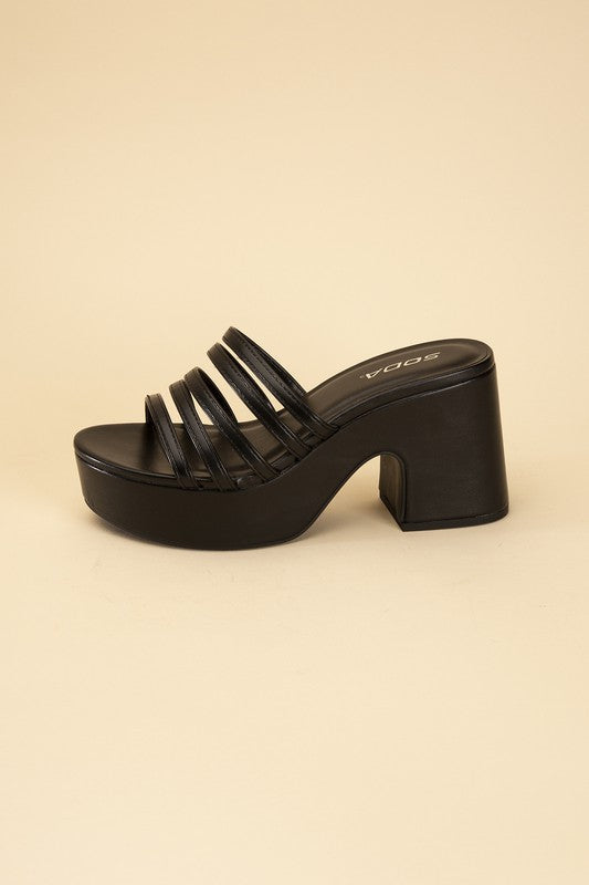 Block Heel Platform Mule Slides