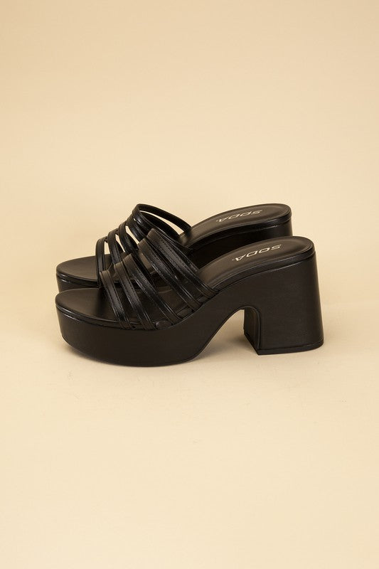 Block Heel Platform Mule Slides