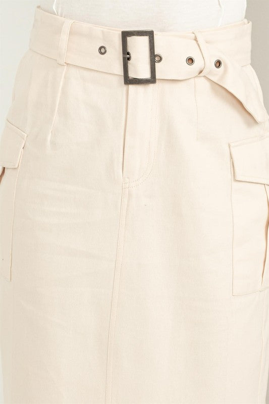 Women's Poise Buckled Belt Cargo Skirt