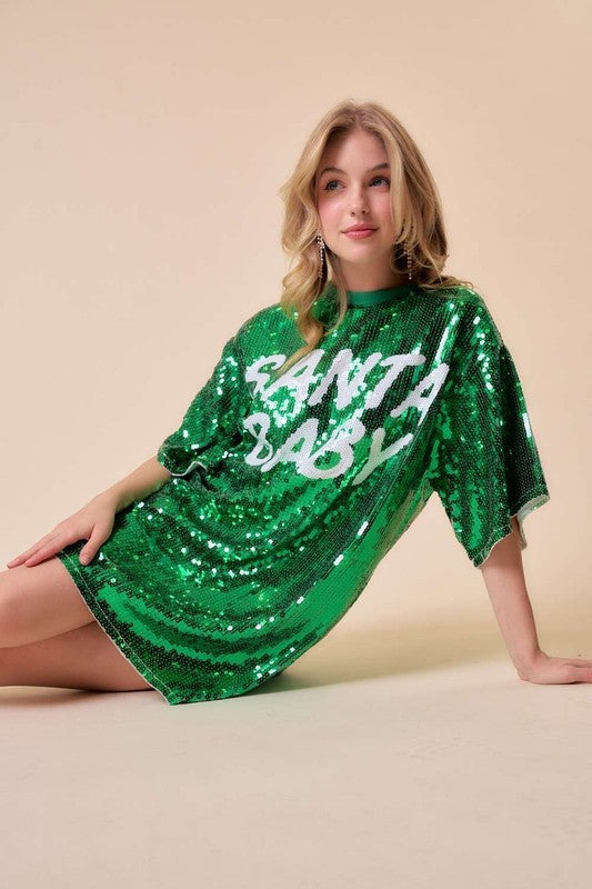 SANTA BABY Sequin Tunic Top