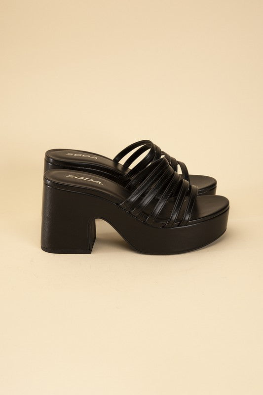 Block Heel Platform Mule Slides