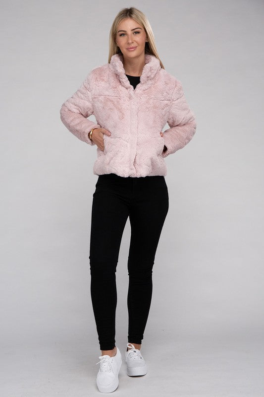 Women's Fluffy Zip-Up Sweater Jacket