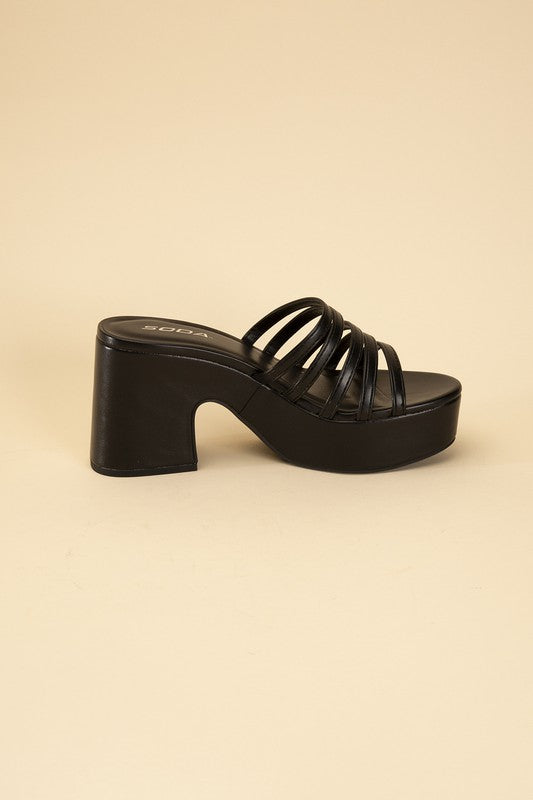 Block Heel Platform Mule Slides