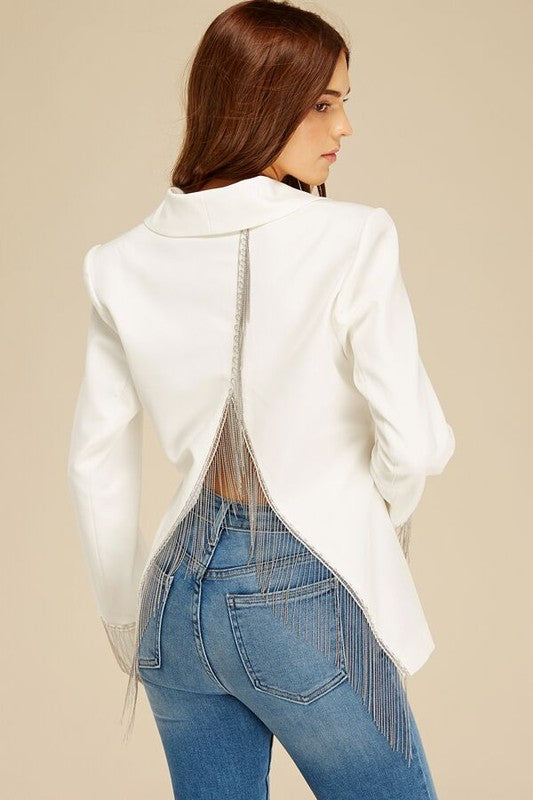 Women’s Open Back Chain Blazer Jacket