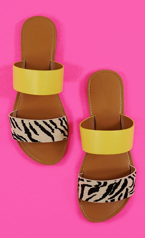 Women's Animal Print Double Band Strappy Sandals