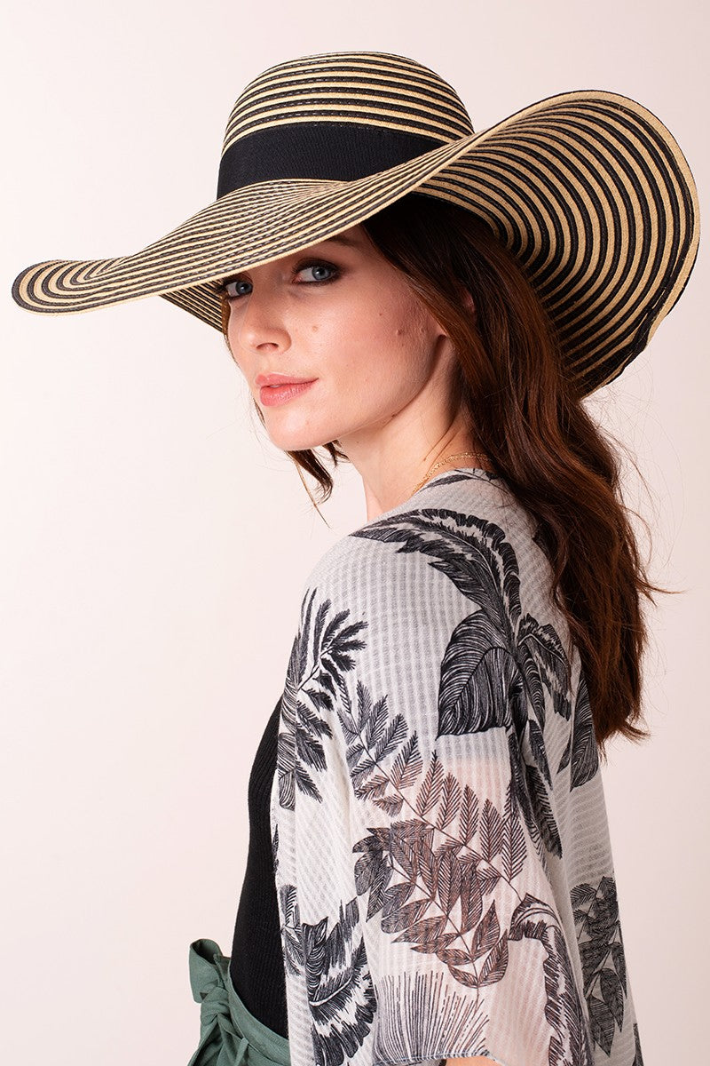 Grosgrain Ribbon Floppy Straw Hat