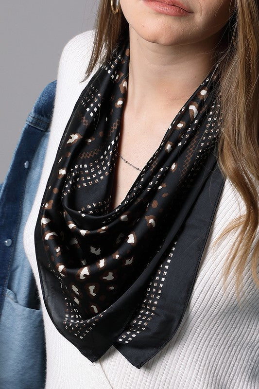 Luxe Animal Print Satin Weave Scarf