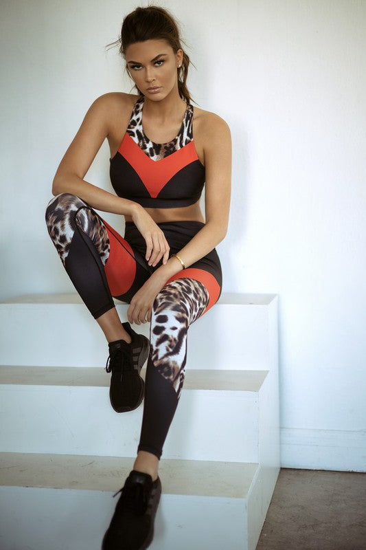 Women's Cheetah Print Active Colorblock Activewear Legging