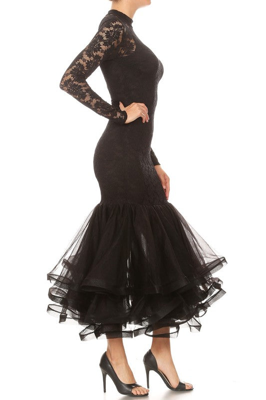 Women's Black Bodycon Mermaid Lace Dress