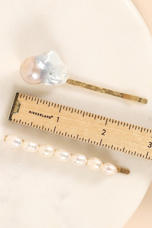 Pearls Metal Pins Set Of Two
